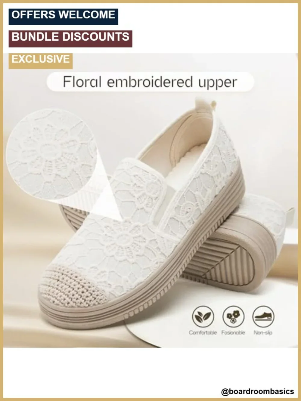 Women's Lace Canvas Espadrilles Slip On Loafers Lightweight Platform Sneakers